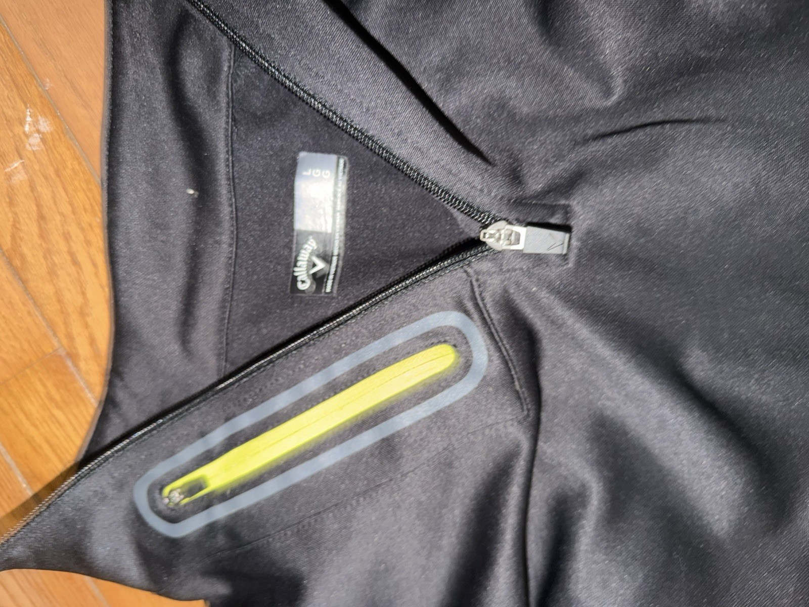 Callaway men’s L Black/Yellow 1/4 Zip Mock Neck Long Sleeve Polyester Pocket gallery
