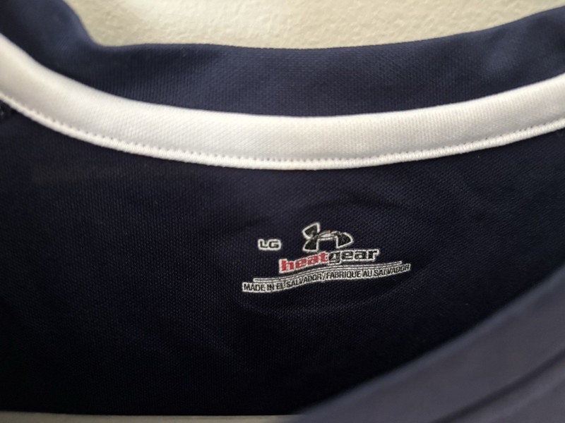 Blue with White Under Armour Quick Dry Heat Gear Short Sleeve Shirt gallery