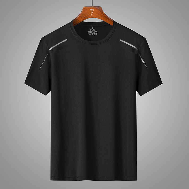 Summer men's quick-drying ice silk solid color sports short-sleeved T-shirt gallery