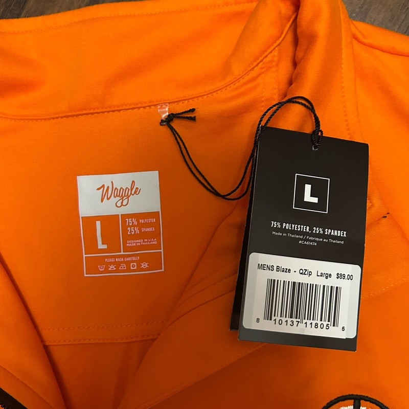 NWT Waggle Blaze Quarter Zip Pullover Mens Large Orange Golf Lightweight Buck gallery