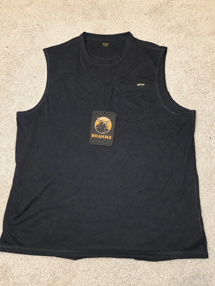 Brahma Men's XL Black Relaxed Fit Moisture Wicking Crew Neck Tank Top