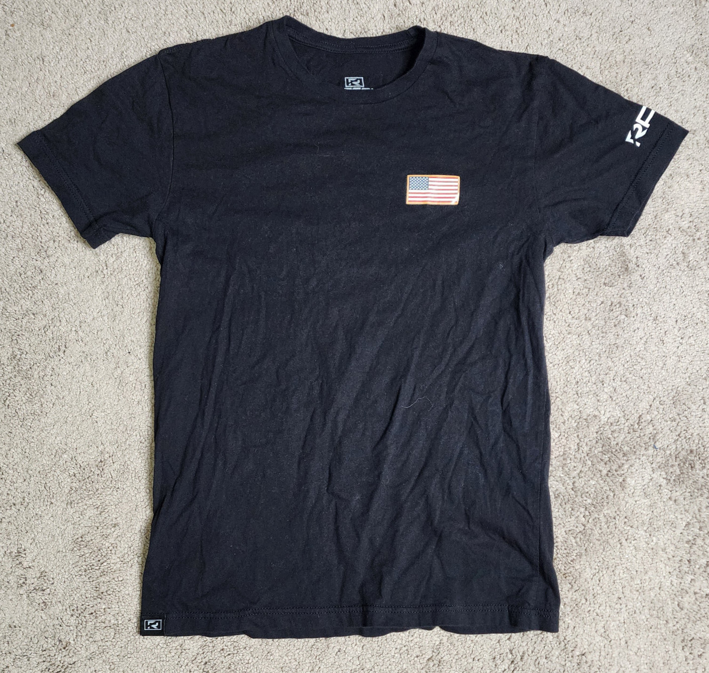 RECON Performance Gear RPG T-Shirt Men’s Small Black American Flag Patriotic Tee gallery