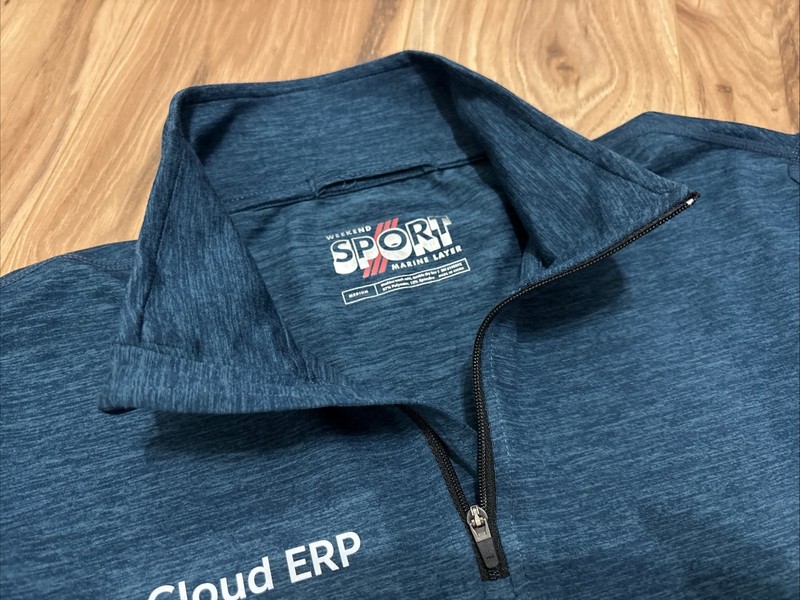 Marine Layer Mens M Weekend Sport 1/4 Zip Pullover 'Cloud ERP' Logo Employee NEW gallery