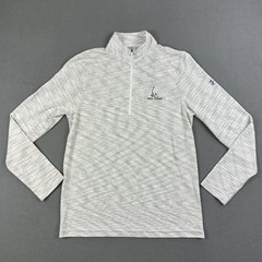 Under Armour Pullover Mens Medium Gray HeatGear Red Hawk Logo Quarter Zip Golf