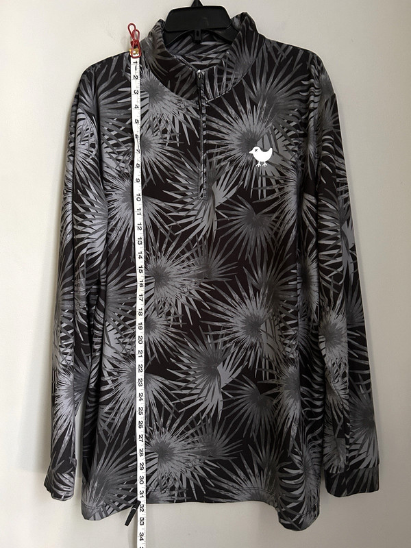 Bad Birdie Golf 1/4 Zip Pullover Jacket Mens XXL / 2XL Gray Palm Leaves UPF 50 gallery