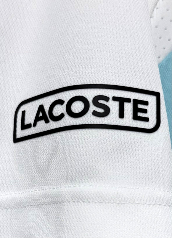 Lacoste Sport Mens T Shirt L White Blue Yellow Short Sleeve Crew Neck Logo gallery