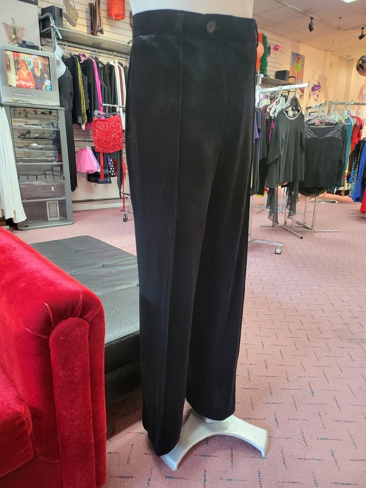 0168Men's Black velvet Dance pants w/pockets &pants belt holes size 30"x32"