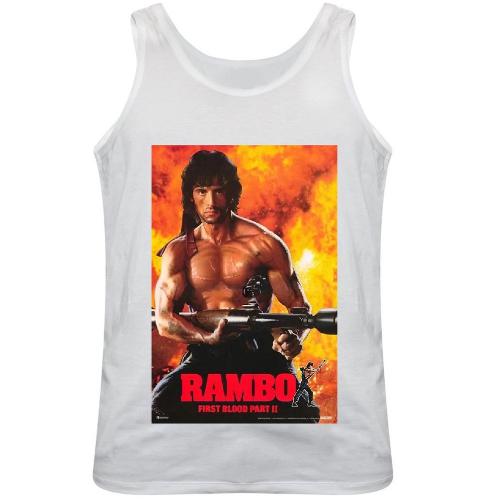 Rambo II Film Poster Regular Fitted White Vest Top