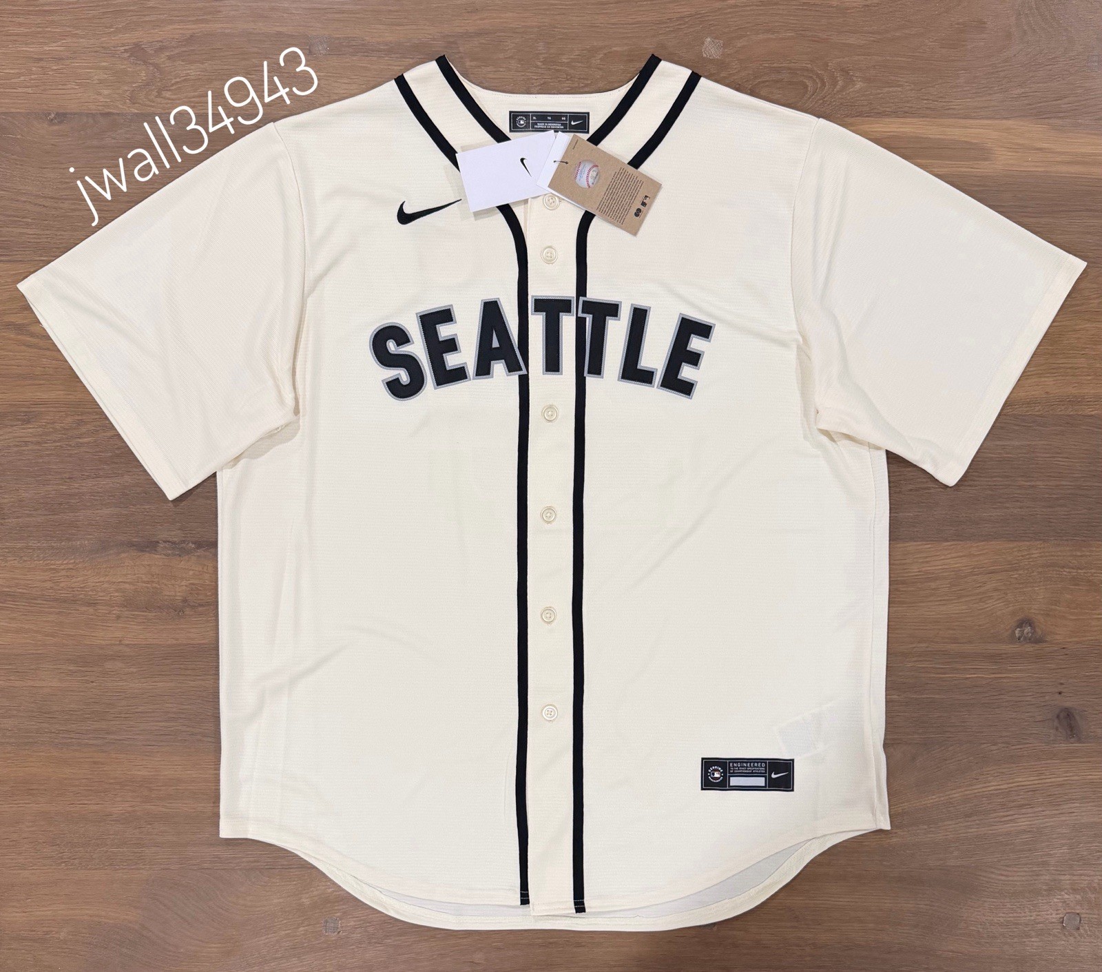 Nike Seattle Mariners Cal Raleigh Alternate Replica Jersey Mens MLB Cream NEW gallery
