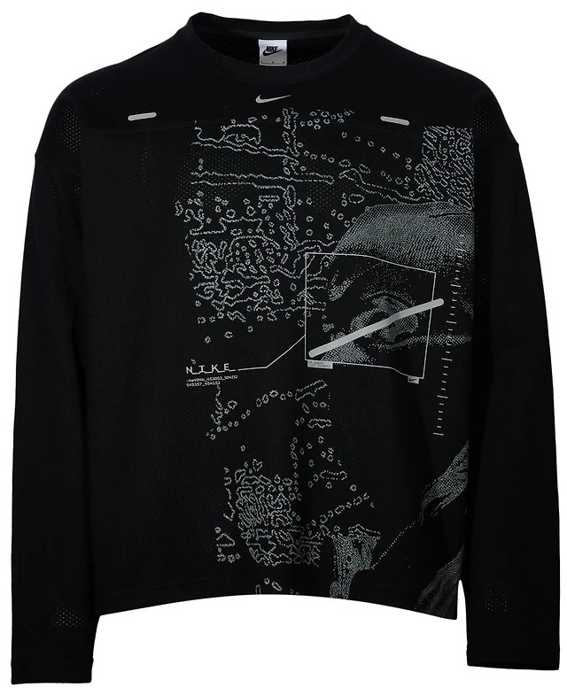 Nike Street Vision Mens Long Sleeve Black Mesh Top Boxy XL Jersey Style NWOT
