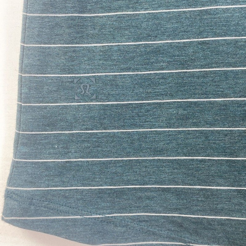 Lululemon Mens 5 Year Basic Tee Shirt Micro Stripe Green White Size Medium gallery