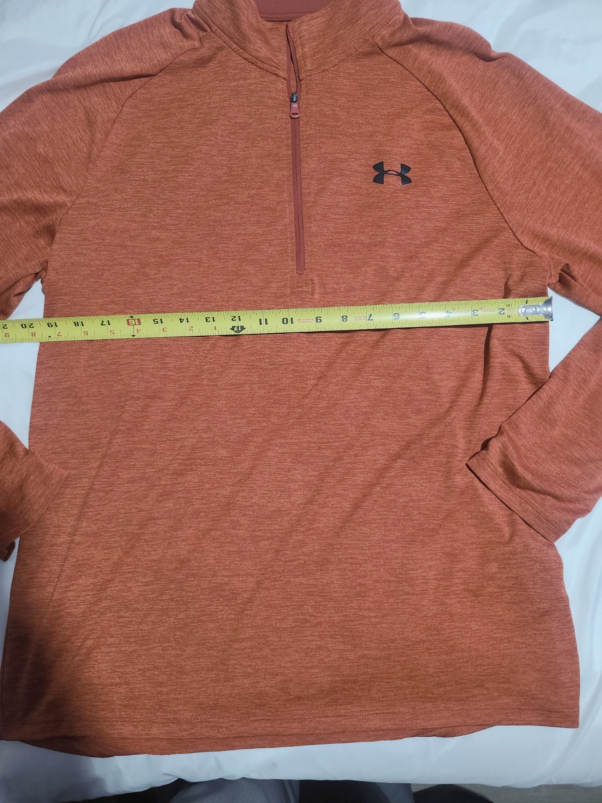 Under Armour Men’s Large Loose 1/4 Zip Pullover Jacket Orange With Black Logo gallery