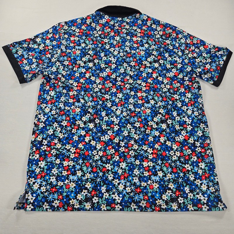 ByrdGang Short Sleeve Little Flowers UPF 50+ Stretch Polo Shirt Men's Size XL gallery