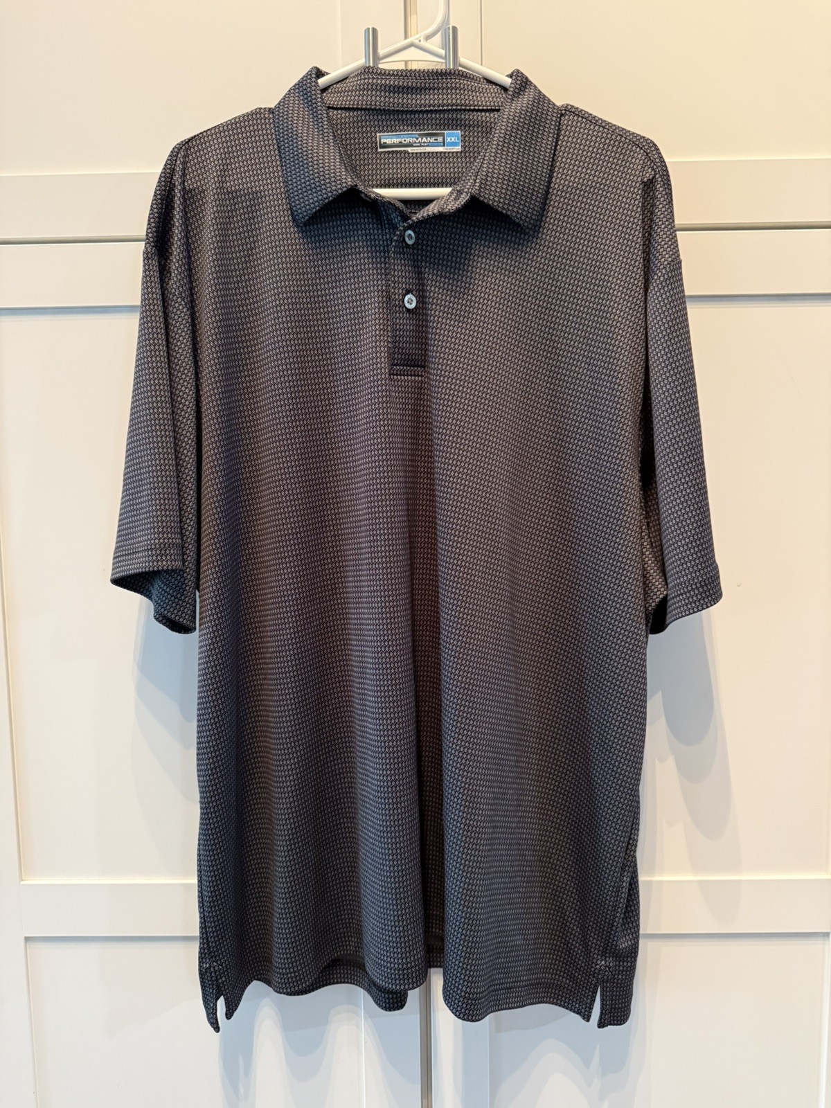 Roundtree & Yorke Performance Polo Shirt Mens XXL Black Geometric Diamond Golf gallery