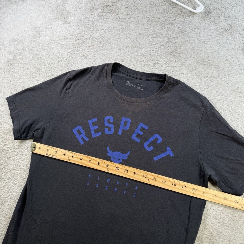 Under Armour Project Rock T-Shirt Mens Medium Grey Loose Heatgear Respect Bull gallery