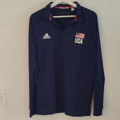 adidas AEROREADY USA Volleyball 1/4 Zip Mock Neck Pullover Men’s M Navy