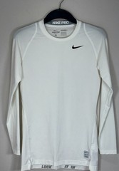 NIKE PRO Dri-FIT Men’s M Compression Shirt White Long Sleeve Athletic Top