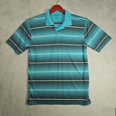 Fourcast Performance Polo Golf Shirt Turquoise Black White Orange 3 Button Sz M