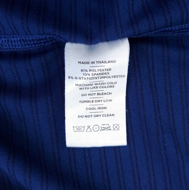 Rhone Men's L Performance Activewear Striped Long Sleeve V-Neck T Shirt Blue gallery