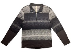 Lululemon Men’s Gray Black Striped 1/4 Zip Mock Neck Long Sleeve Pullover XL