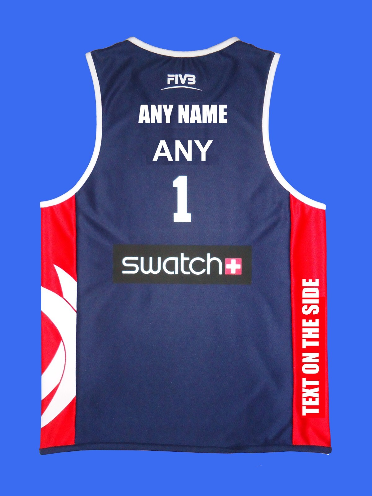 Custom Beach Volleyball Jersey Navy Blue/Red Size S, M, L, XL, 2XL New gallery