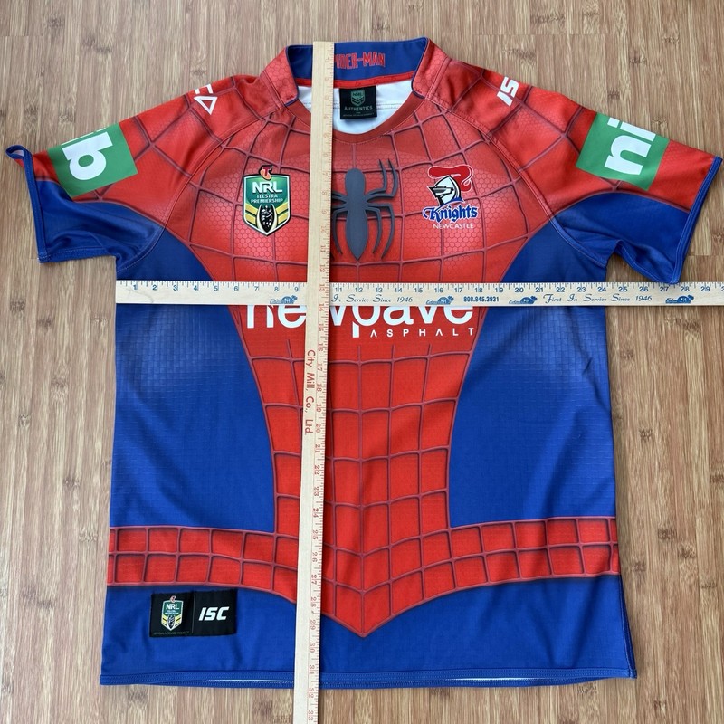 Newcastle Knights NRL Rugby ISC Spider-Man Jersey Men XXL Marvel Home Red Blue gallery