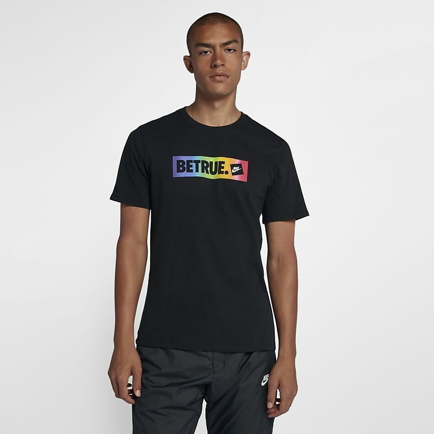 Nike BE True Gay Pride LGBTQ MultiColor Rainbow Shirt Top CD9076-010 Men Small S gallery