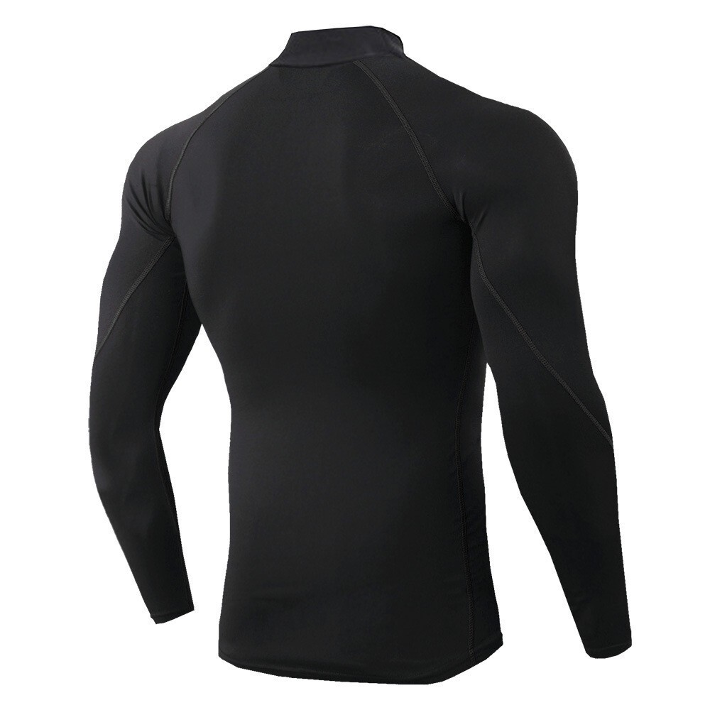 Men's High Neck Compression Shirts Workout Quick Dry Base Layer Tops T-Shirt gallery