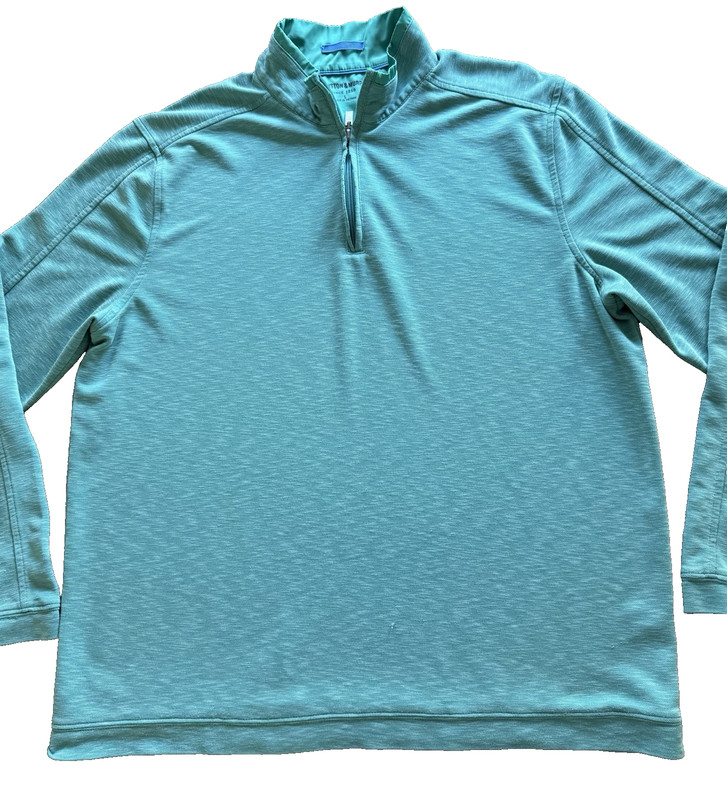 Johnston & Murphy 1/4 Performance Pullover Shirt Mens L Green MODAL Golf Stretch gallery