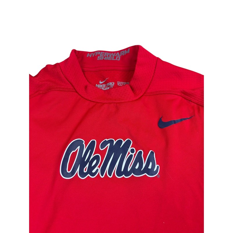 Nike Pro Combat Hyperwarm Shield Ole Miss Rebels Red Long Sleeve Shirt Mens S gallery