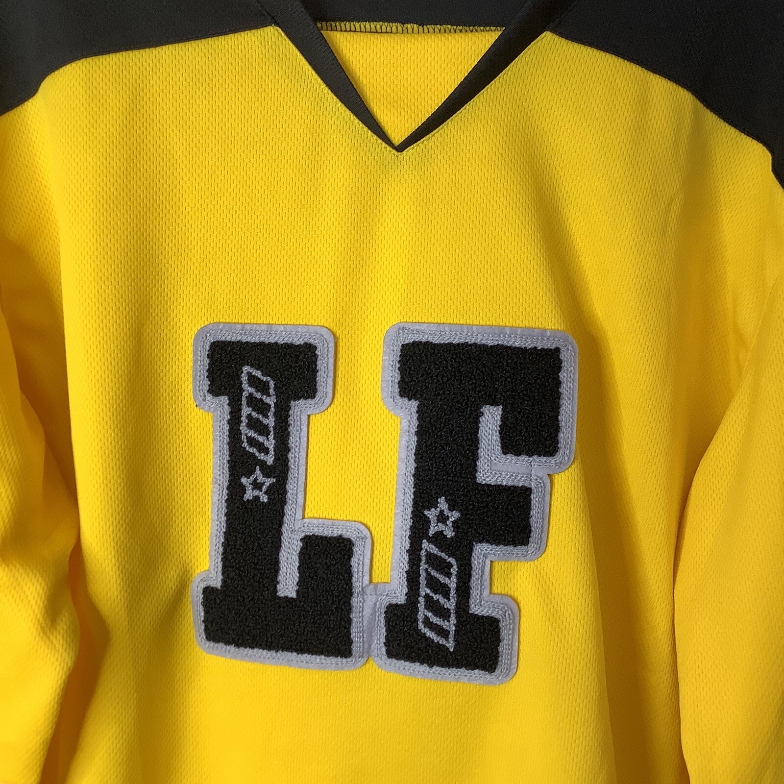 LF Los Angeles Boutique Men’s Bright Color Block Yellow/Black Jersey Sz Small gallery