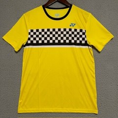 Yonex TRU-AIR Badminton Shirt Size M Rubberized Logo Yellow Checkered Accent HTF