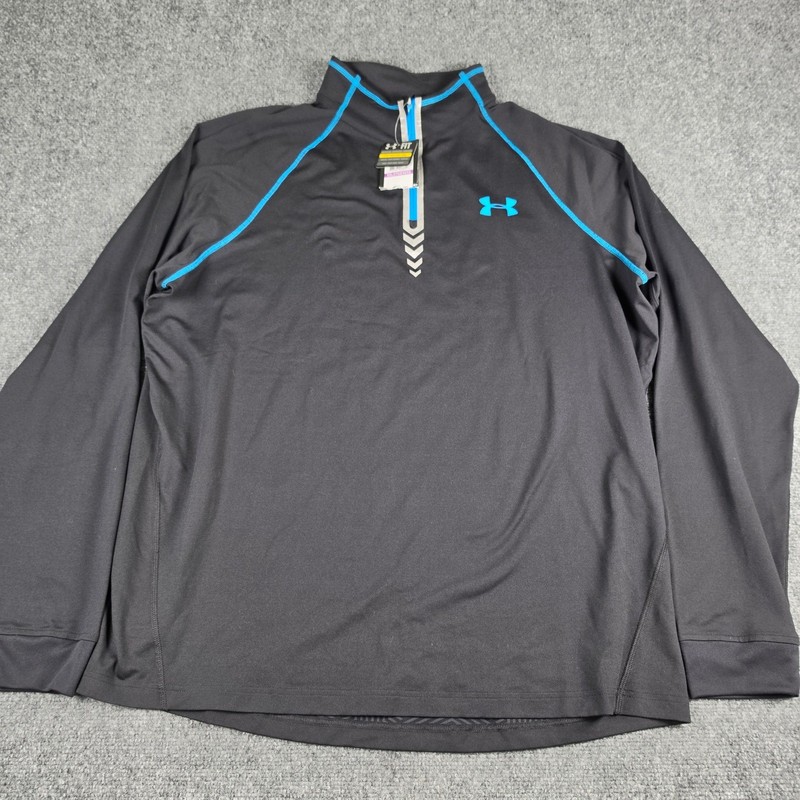Under Armour NFL Combine Pullover Mens 2XL Black Blue 1/4 Zip Fitted NWT gallery