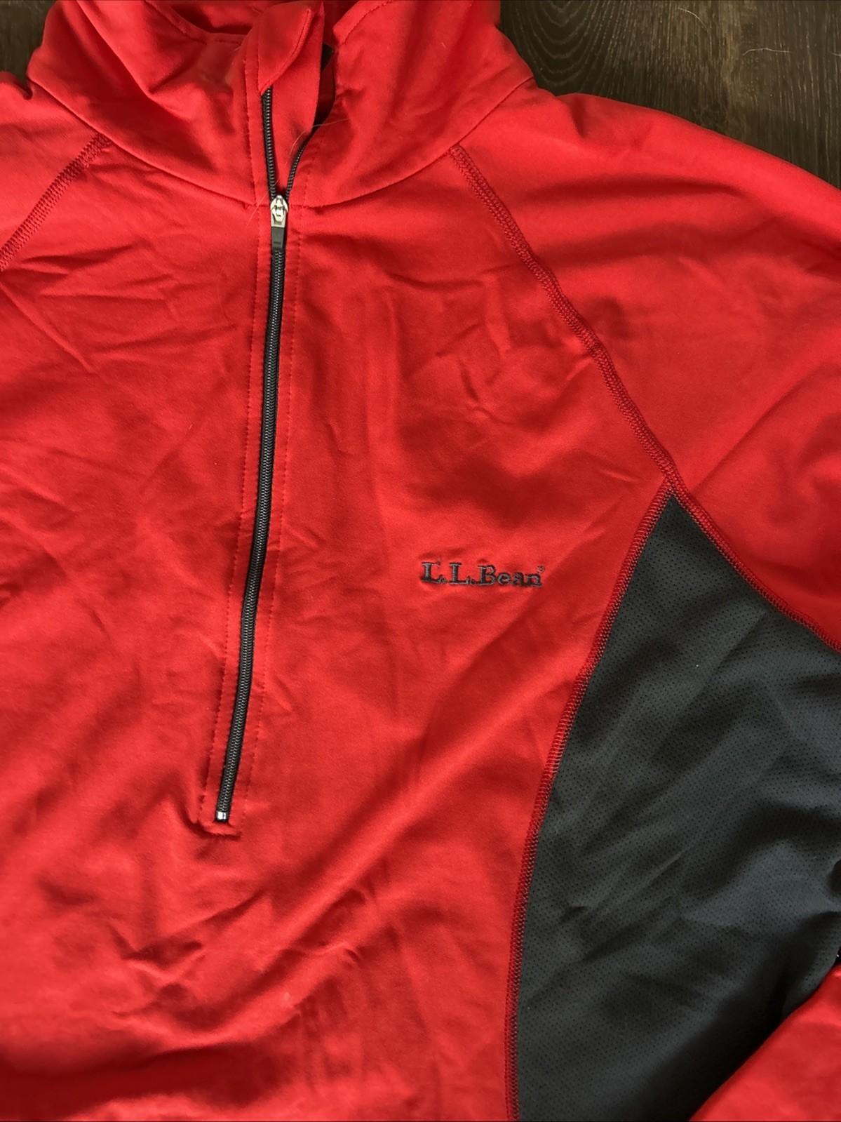 Vintage 90s LL Bean Pullover Mens XL Red 1/4 Zip Mock Neck Long Sleeve Active gallery