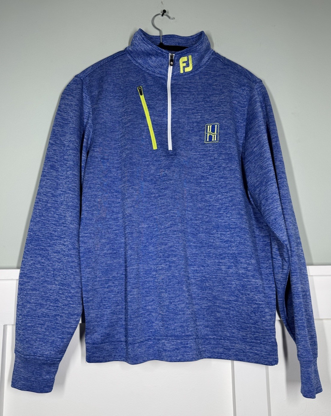 Footjoy FJ Pullover Mens Small Blue Quarter Zip Golf Performance Logo gallery