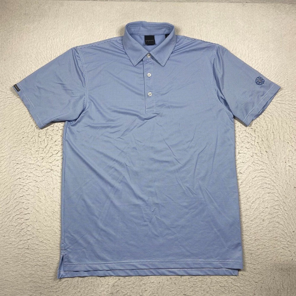 Dunning Golf Polo Shirt Mens Medium Blue Check Short Sleeve