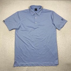 Dunning Golf Polo Shirt Mens Medium Blue Check Short Sleeve