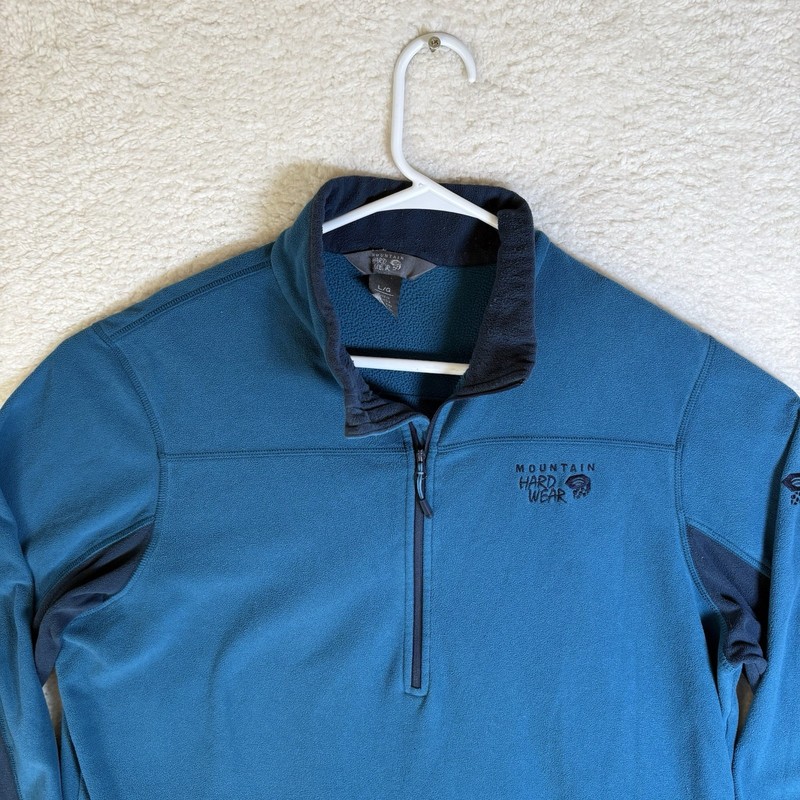 Mountain Hardwear Sweater Mens Large Blue Microchill 2.0 Fleece 1/4 zip Pullover gallery