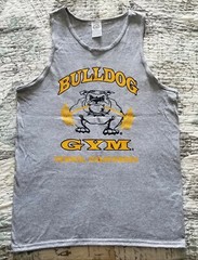Bulldog Gym Venice California Gray / Vintage Gold Tank Top Sleeveless Shirt NEW