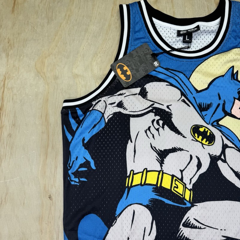 NEW LG Lids DC Batman Comic Big Print Mesh Basketball Jersey gallery