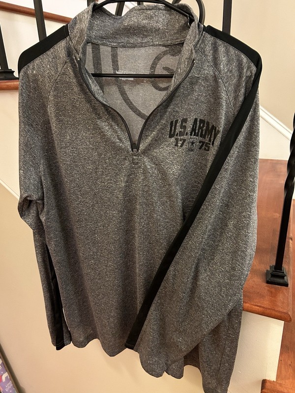 Men's US Army 1775 Gray 1/4 Zip Pullover M Long Sleeve Activewear Top Zipper gallery