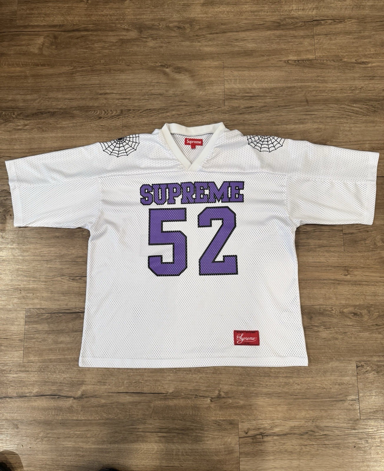 Supreme Mesh Football Jersey 52 White Purple Spider Web Rare Limited Edition gallery