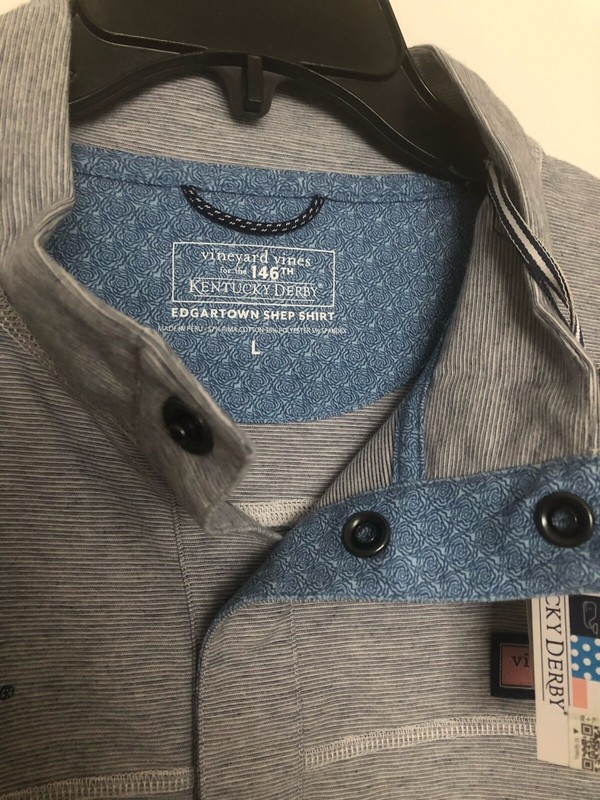 Vineyard Vines Kentucky Derby Pullover Edgartown Shep Shirt NWT Size L Gray gallery
