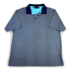 Bobby Jones Mens XL Blue Golf Polo Shirt Diamond Knit Cotton Spread Collar Korea