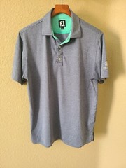 FootJoy Mens Medium Stretch Pique Collared Golf Shirt Navy Heather 28037