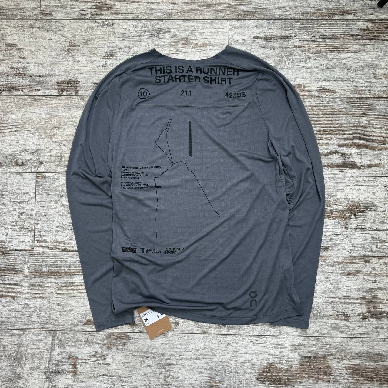 ON Cloud Running Long Sleeve Running Starter T Shirt Tee Grey Mens Size M gallery