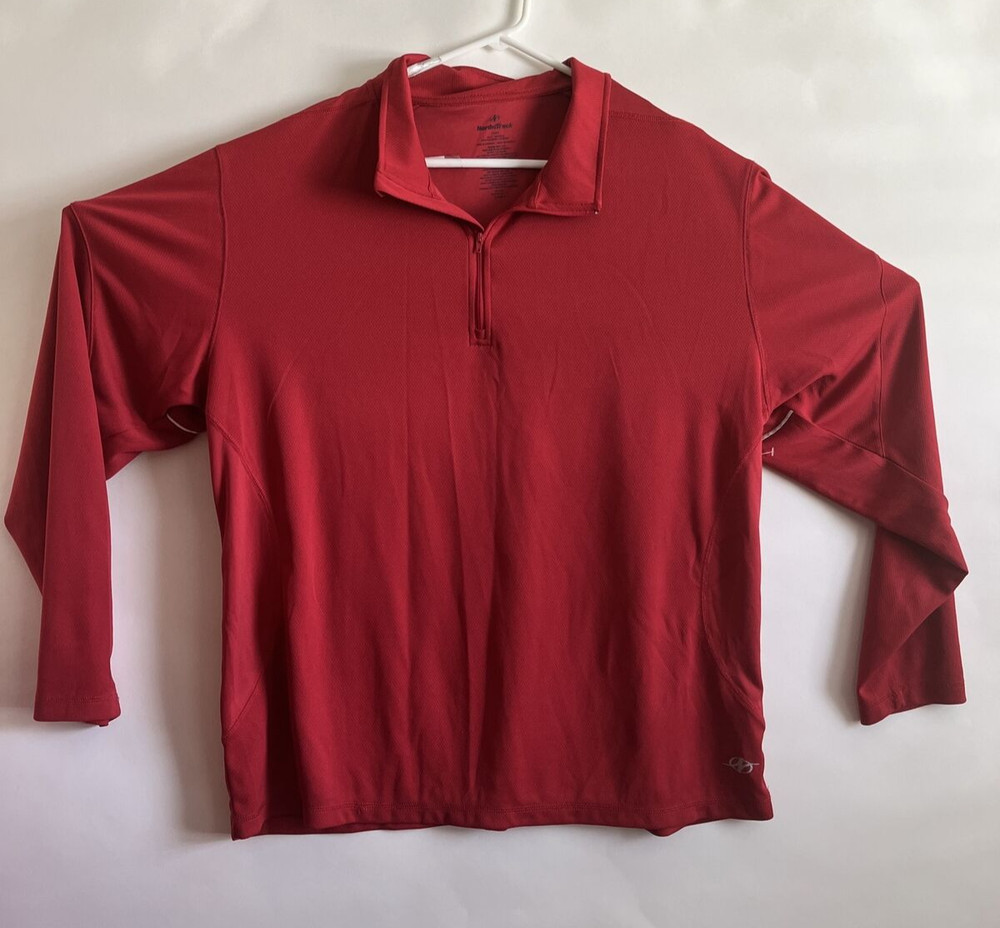 NordicTrack Men's XXL Pullover 1/4 Zip Long Sleeve Red Shirt Gym Sports 2XL
