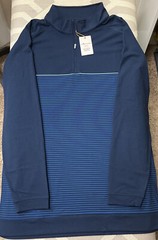 Peter Millar Crown Sport Blue Multi Stripe 1/4 Zip Pullover. 2XL