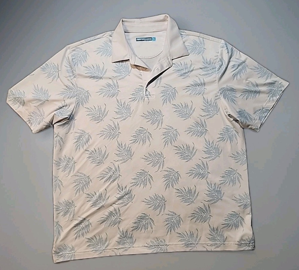 Roundtree & Yorke Performance Golf Lightweight Blue Floral Polo Shirt Mens XL