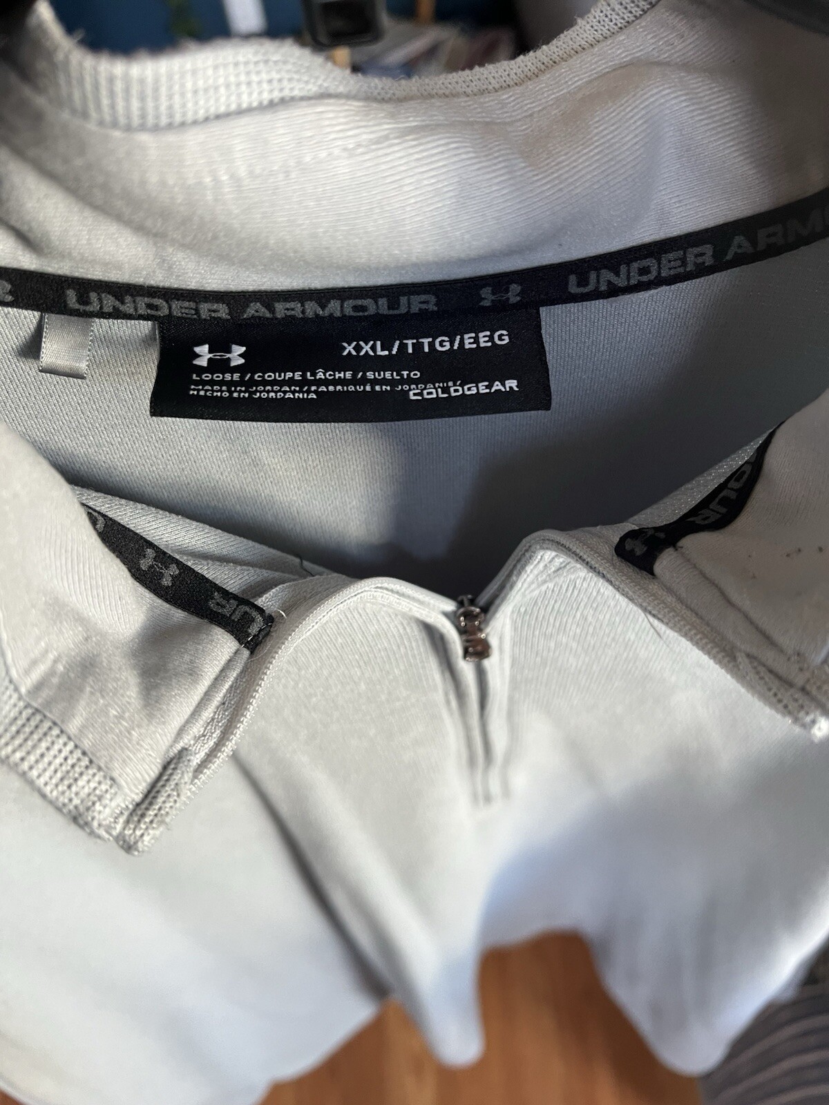Under Armour Men Light Gray Cold Gear Loose 1/4 Zip Pullover Sz XXL (2XL) gallery